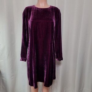 Eileen Fisher Velvet Crew Neck Dress Women's Size XXS Silk Blend Knee Length NWT